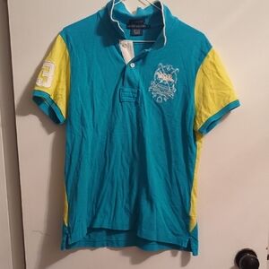 Ralph Lauren Teal and Yellow Polo